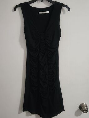 Susana Monaco Black Stretch Sleeveless Bodycon Dress Ruched Sz XS